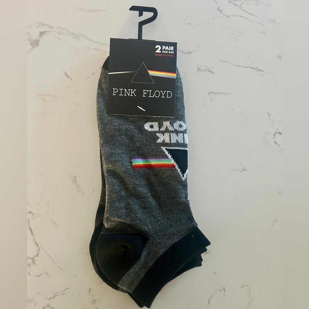 Pink Floyd Ankle Socks – 2 Pair Pack (Black & Gray)- NWT